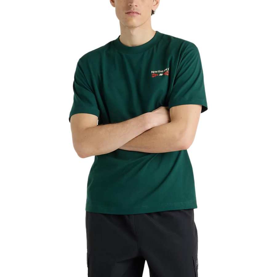 New Balance New Balance T Shirts Men's Nordic Green Crew Neck Moderate