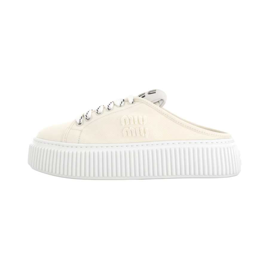 MIU MIU Closed Toe Slippers Women's Ivory White