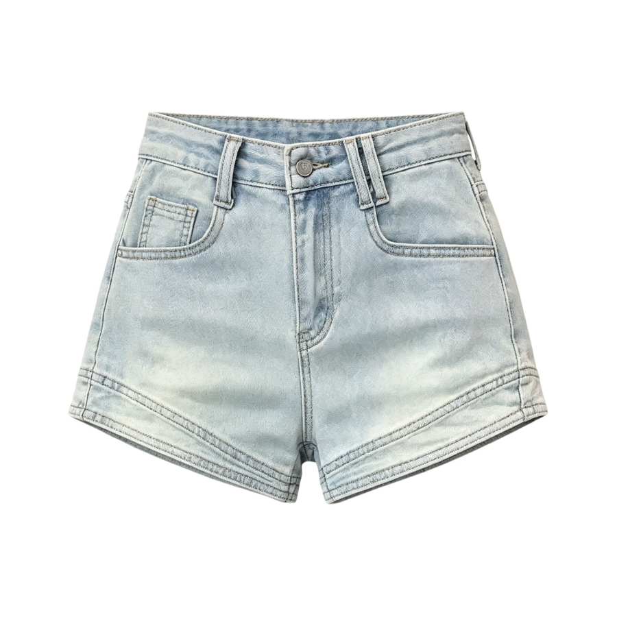 Sugarfunk Denim Shorts Women's Light Denim Blue Thin Straight Fit Pants