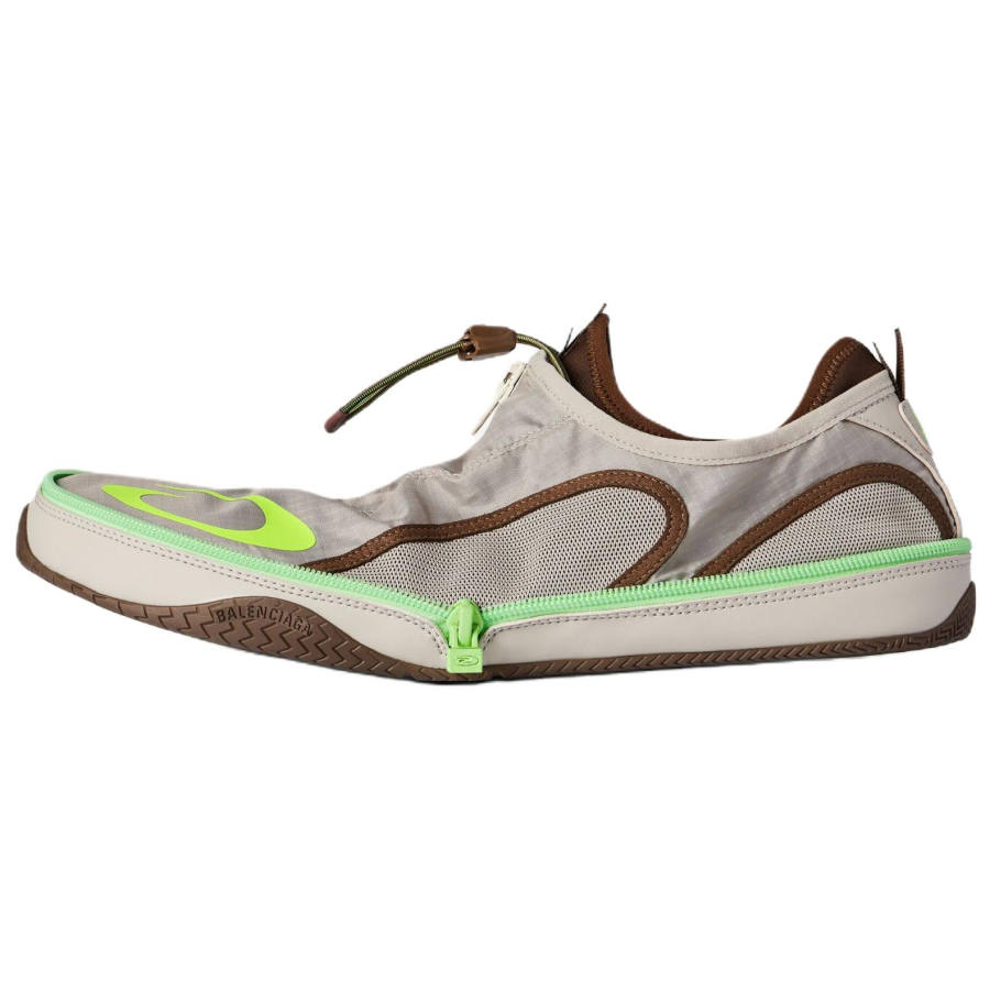 Balenciaga Skateboard Shoes Men's Low Top Beige & Neon Green