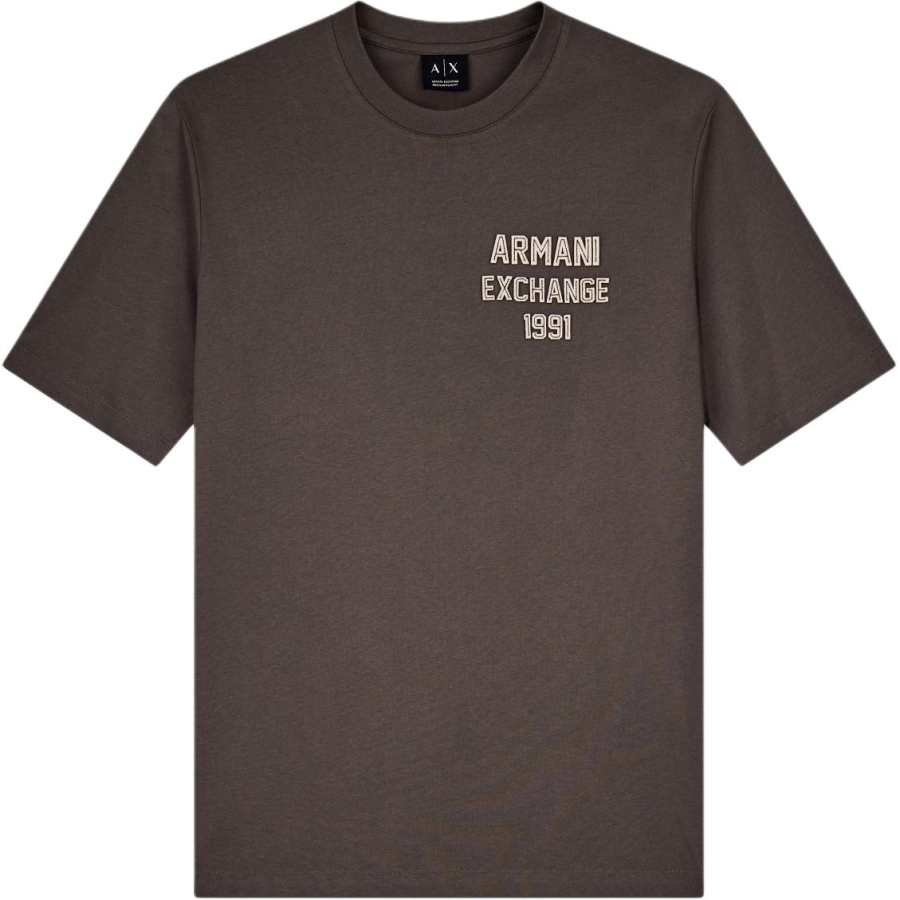ARMANI EXCHANGE T Shirts Men's Brown Crew Neck Moderate Straight Fit