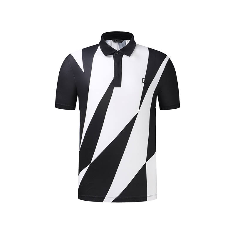 FILA Golf Polo Shirts Men's Pitch Black Polo Collar Moderate Straight Fit