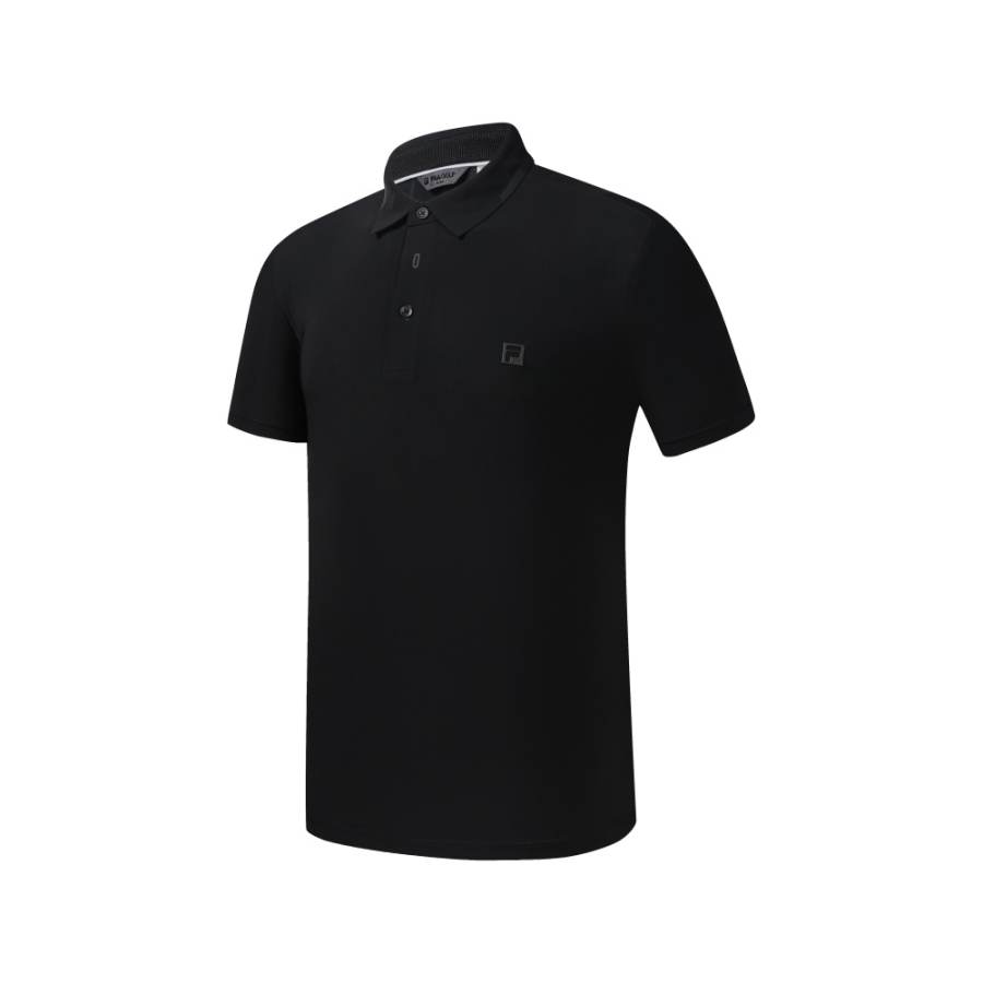 FILA Golf Polo Shirts Men's Pitch Black Polo Collar Moderate Straight Fit