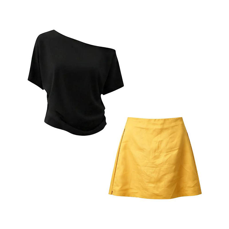 MARIE·COCO Two Piece Skirt Sets Women's Asymmetrical Collar Moderate Short Skirt