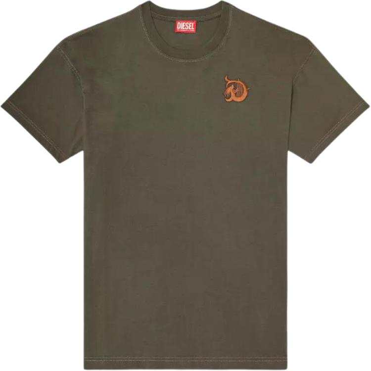 DIESEL T Shirts Men's Green Crew Neck Moderate Straight Fit
