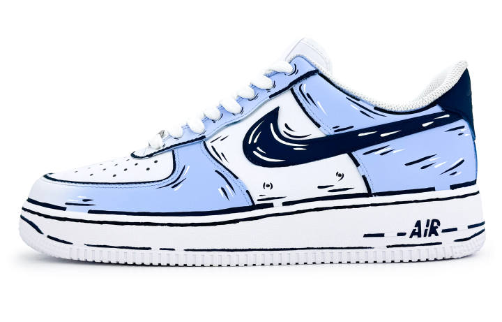 Nike Nike Air Force 1 Slip Resistant Abrasion Resistant Low top Skateboard Shoes Unisex Blue