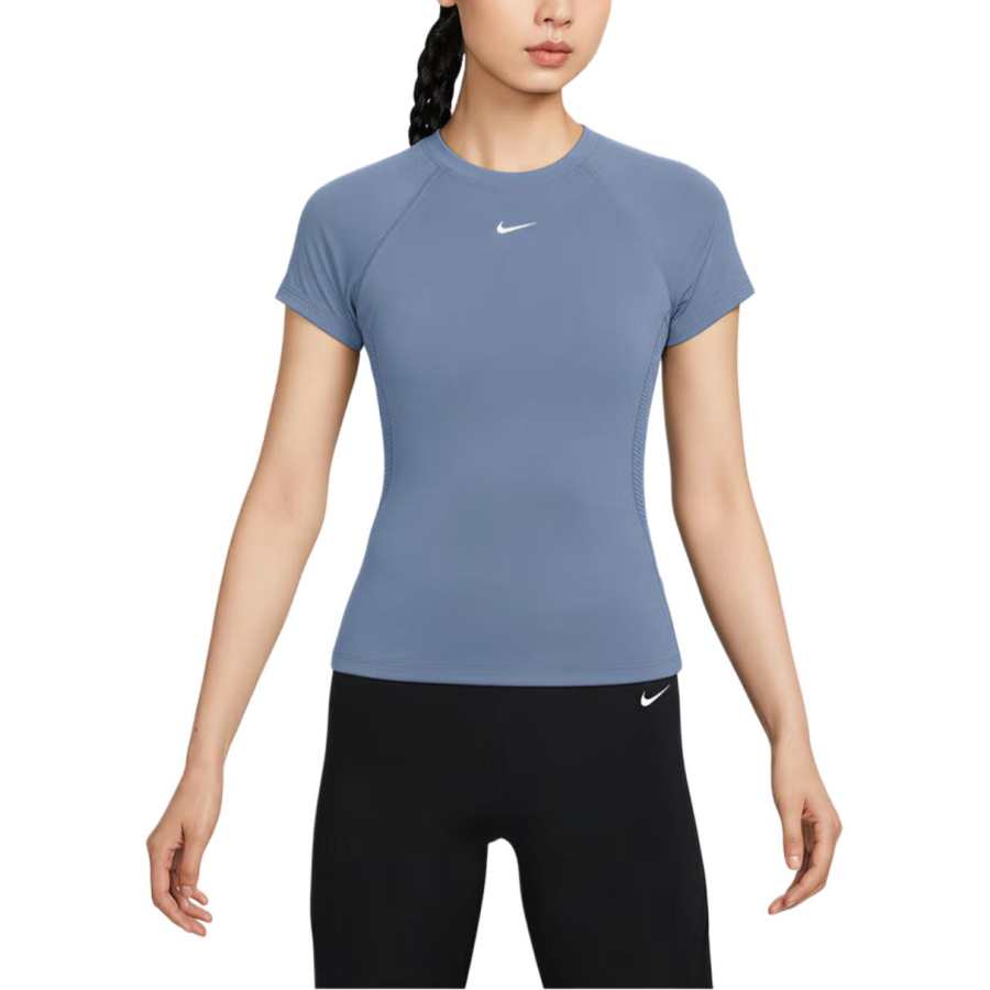 Nike Nike Pro Quick Dry T Shirts Women's Blue Crew Neck Moderate