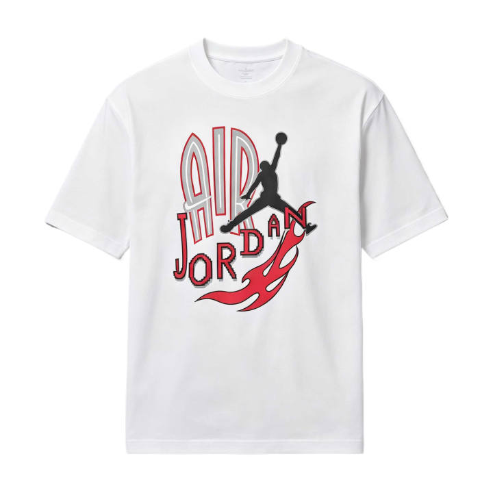 Jordan Jordan T Shirts Men's White/University Red Crew Neck
