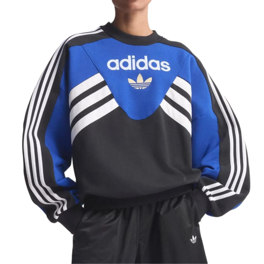 Adidas Originals Sweatshirts Women's Blue Black Crew Neck Moderate