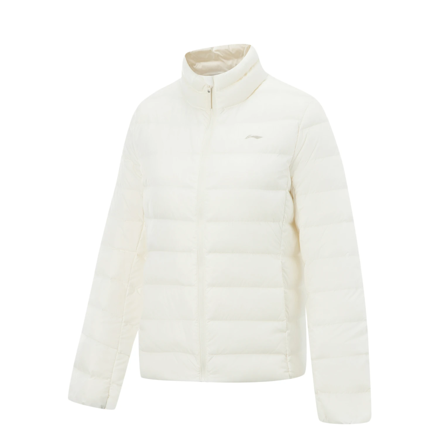 Li-Ning Li Ning Fitness Series Down Jackets Women's Ivory Stand Collar Moderate Straight Fit
