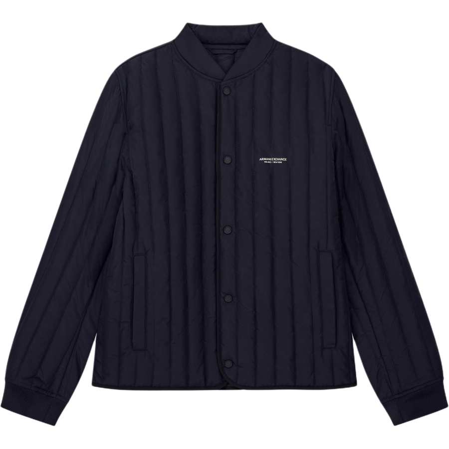 ARMANI EXCHANGE Puffer Jackets Men's Marine Blue Baseball Collar Moderate Straight Fit