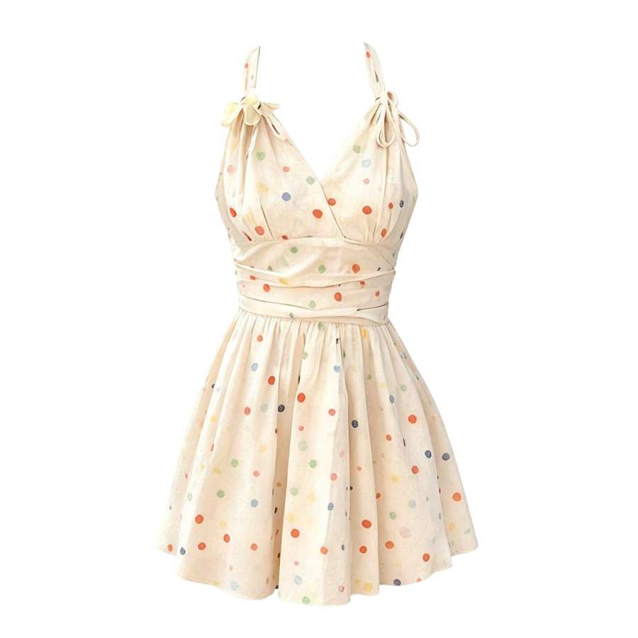 Sugarfunk Two Piece Swimsuits Women's Light Apricot Halter Thin Short Skirt Two Piece Swimsuit