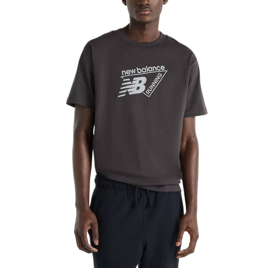 New Balance New Balance T Shirts Men's Black Cement Crew Neck Moderate Straight Fit