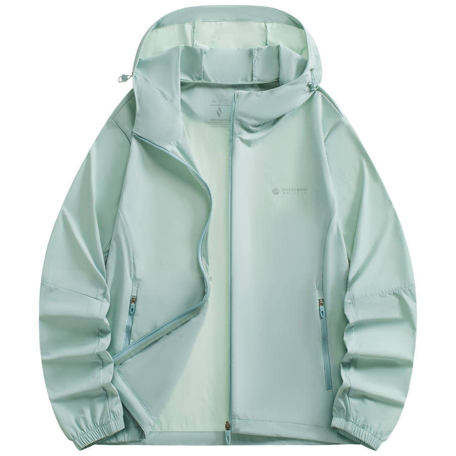 Skechers Sun Protection Clothing Unisex Light Ice Green Hooded Non Detachable Thin Straight Fit