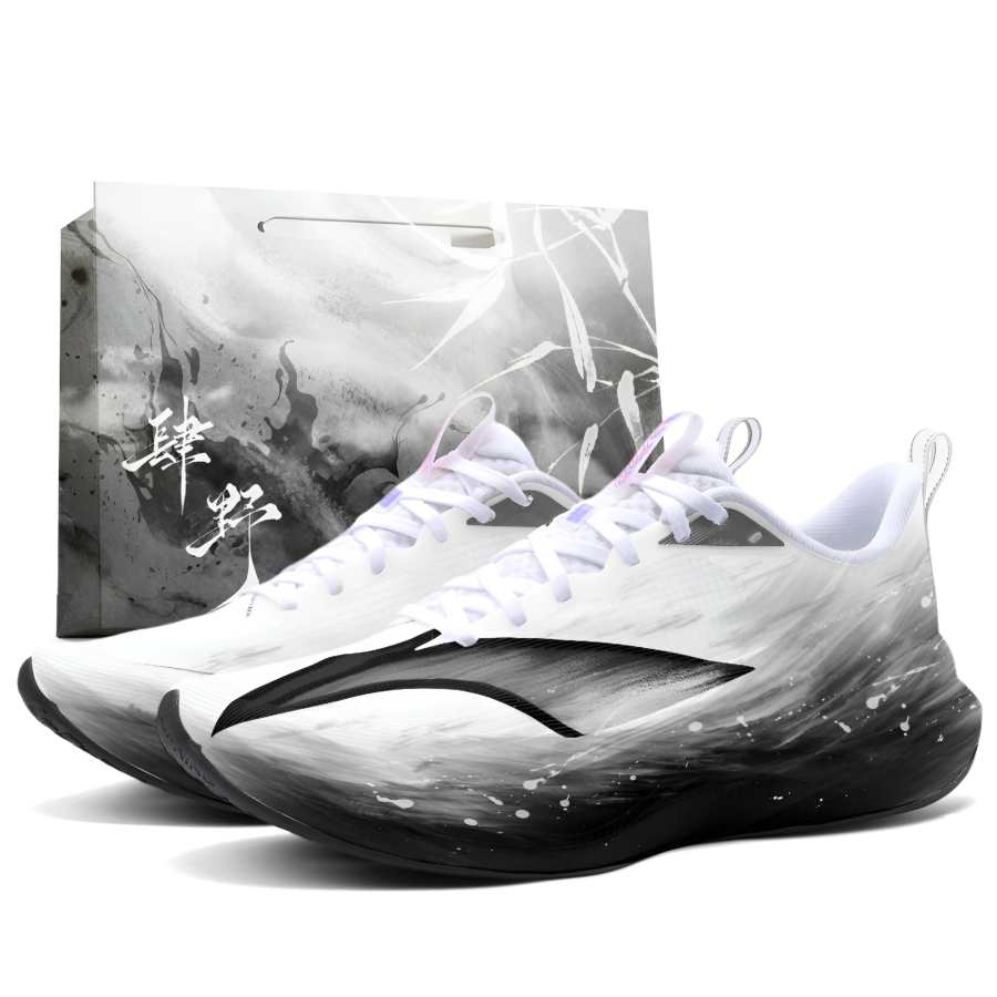 Li-Ning Li Ning Red Hare 9 PRO Running Shoes Men's Low Top Black White Ink Splatter