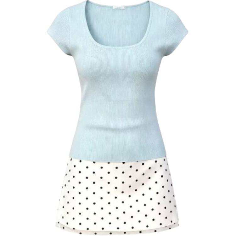 CHARM GLOW Two Piece Skirt Sets Women's Square Collar Moderate Short Skirt