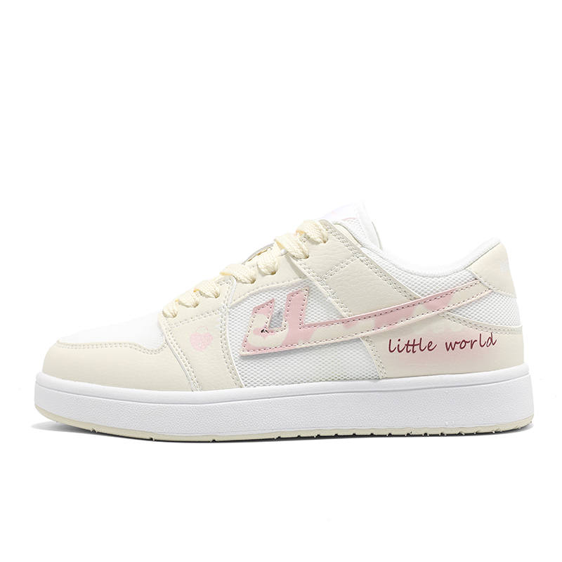 WARRIOR Skateboard Shoes Women's Low Top White Yellow Pink, Pink
