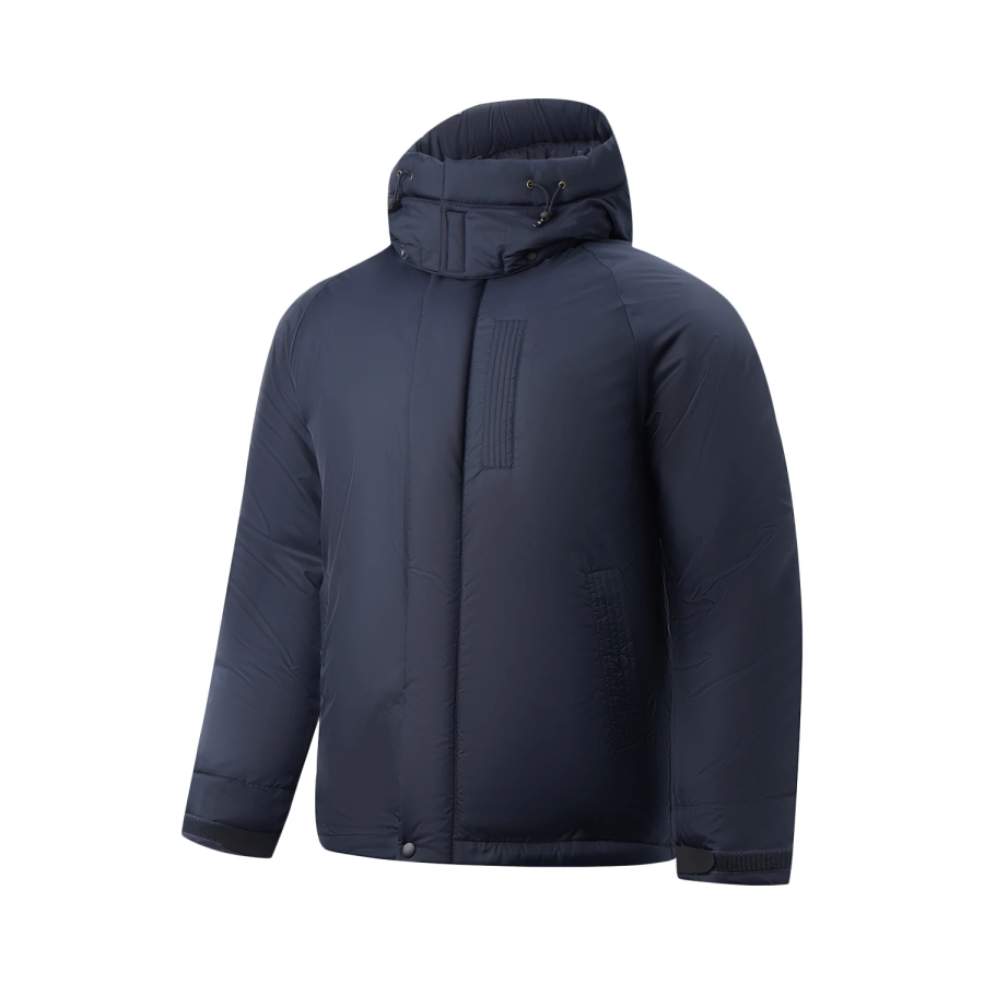 Li-Ning Li Ning Sports Life Collection Down Jackets Men's Night Blue Hooded Non Detachable Moderate Straight Fit