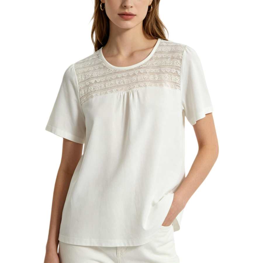 Burberry T Shirts Women's White Crew Neck Moderate Straight Fit