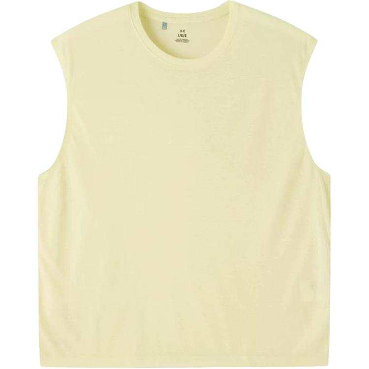 Under Armour Tank Tops Men's Yellow Crew Neck Moderate Straight Fit