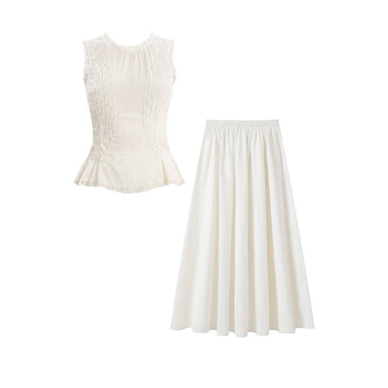 MARIE·COCO Two Piece Skirt Sets Women's Crew Neck Moderate Long Skirt
