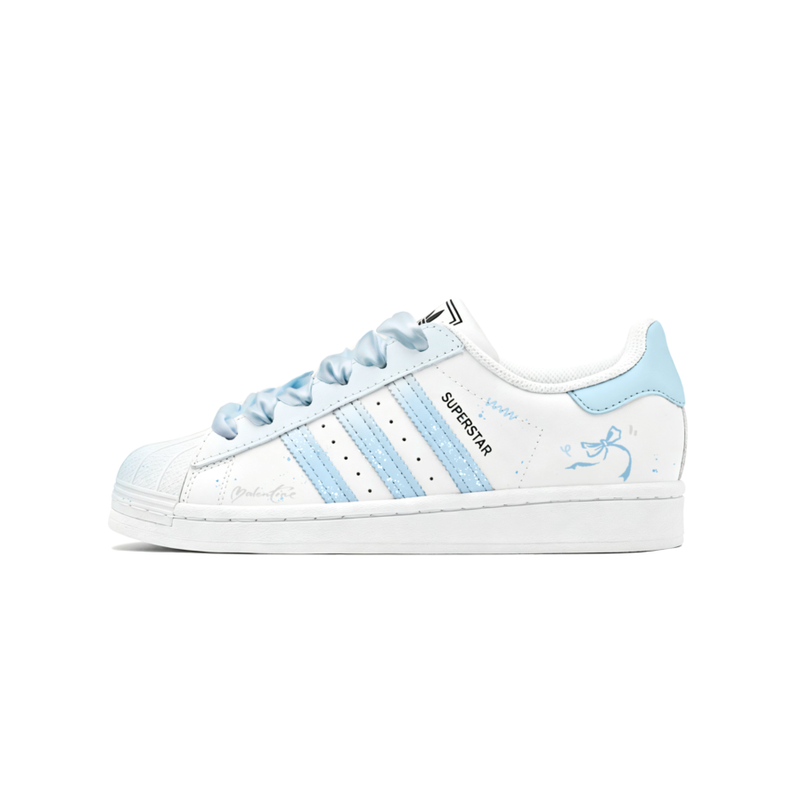 Adidas Originals SUPERSTAR Basketball Shoes Women's Low Top White Blue Multicolor