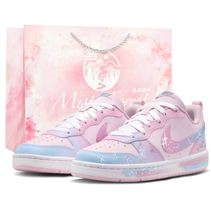 Nike Nike Court Borough Skateboard Shoes Women's Low Top Pink Blue