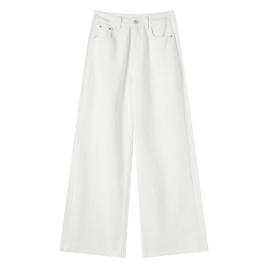 Tonlion Casual Pants Women's White Moderate Wide Leg Pants