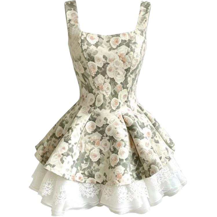 CHARM GLOW Two Piece Skirt Sets Women's Square Collar Moderate Short Skirt