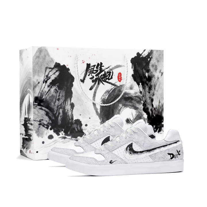 Nike Nike SB Delta Skateboard Shoes Unisex Low Top White Black Gray Ink Wash Colorway