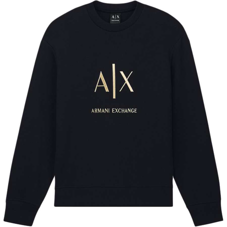 ARMANI EXCHANGE Sweatshirts Men's Black Crew Neck Moderate Straight Fit