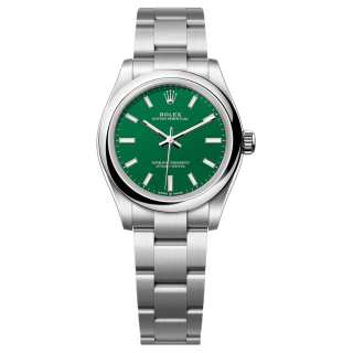 ROLEX Smooth Bezel, Oyster Perpetual Type Automatic Mechanical Movement Women's Watch 31mm Green Dial