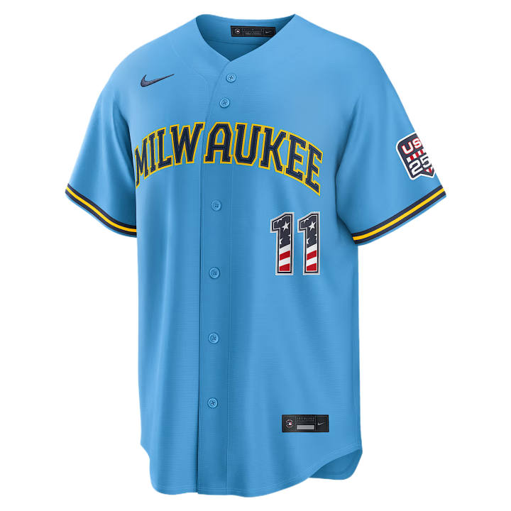 Nike Nike X MLB Baseball Jerseys Men's Light Blue V Neck Moderate