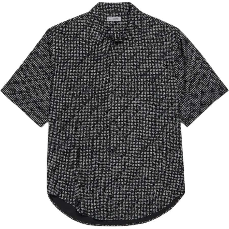 Balenciaga Shirts Men's Black/Gray Lapel Moderate Straight Fit