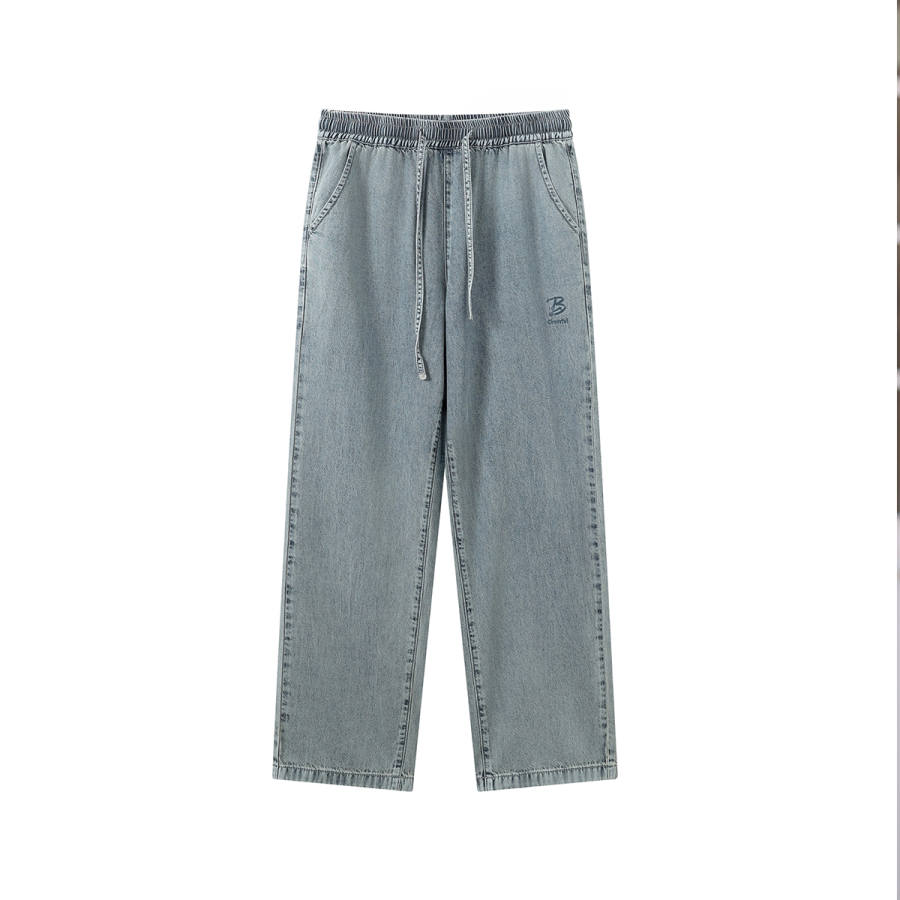 Tonlion Jeans Men's Vintage Blue Moderate Straight Fit Pants