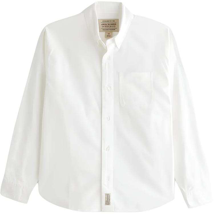Abercrombie&Fitch Shirts Men's White Lapel Moderate Straight Fit