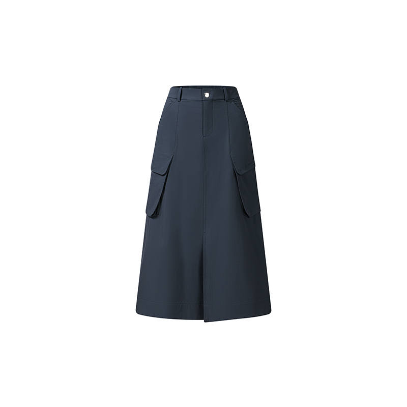FILA URBAN EXPLORE Casual Long Skirts Women's Titanium Iron Moderate Long Skirt A Line Skirt