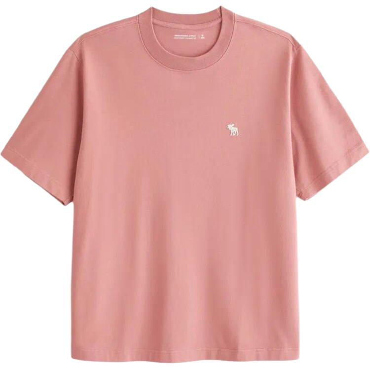 Abercrombie&Fitch T Shirts Men's Pink Crew Neck Moderate
