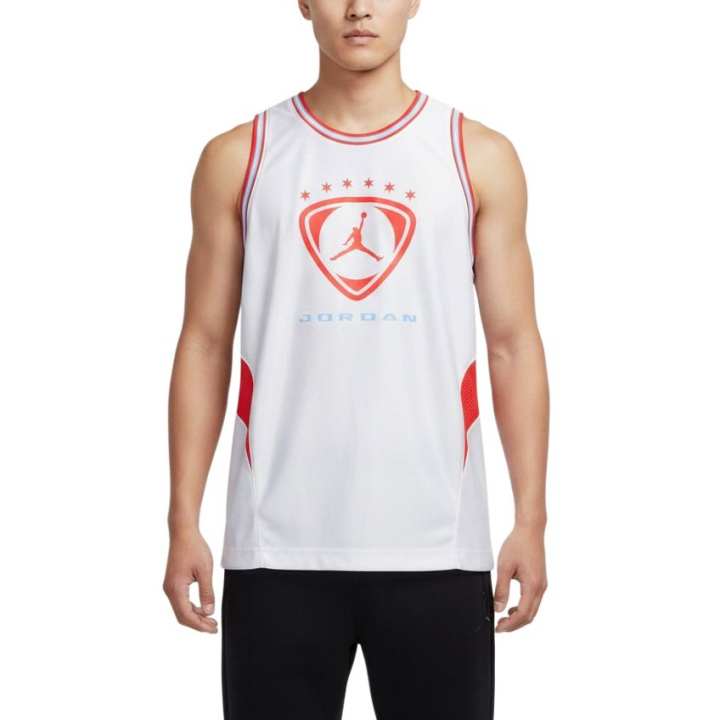 Jordan Jordan Basketball Jerseys Men's White/Red Crew Neck Moderate