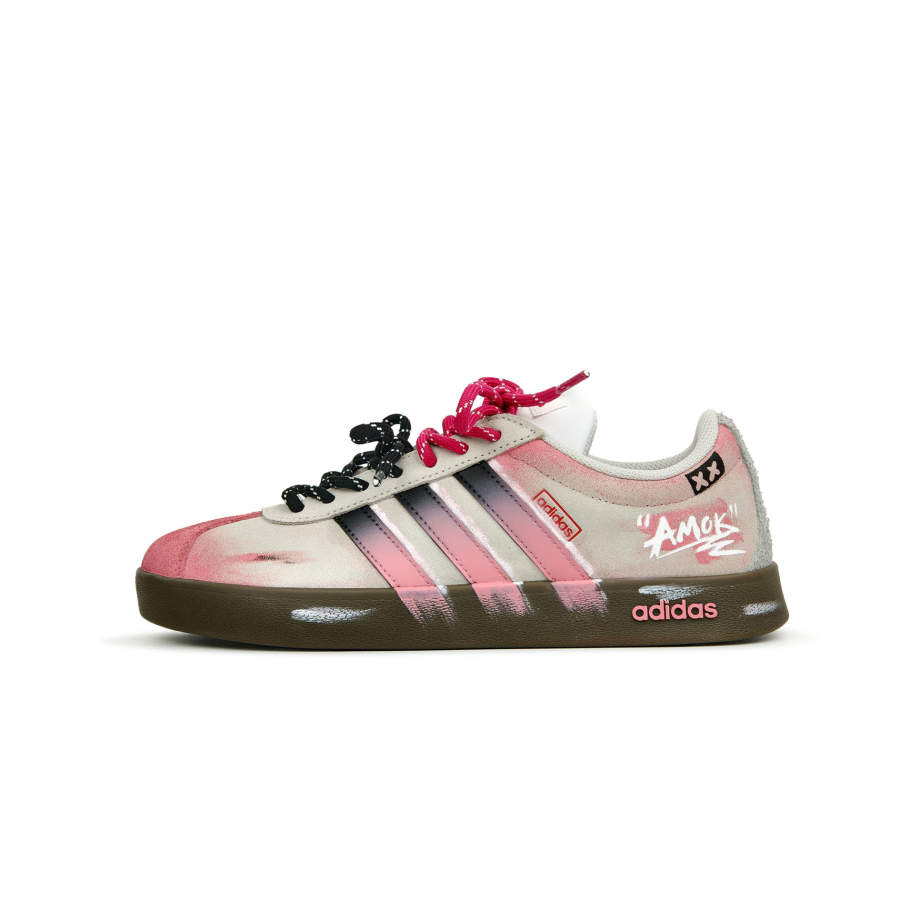 Adidas Adidas VL COURT 2.0 Skateboard Shoes Unisex Low Top Pink, Gray, Black, White