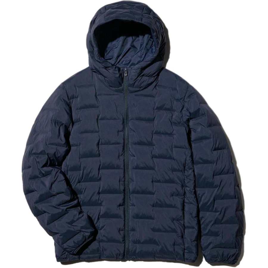 UNIQLO SS26 Puffer Jackets Men's Navy Blue Hooded Non Detachable Moderate
