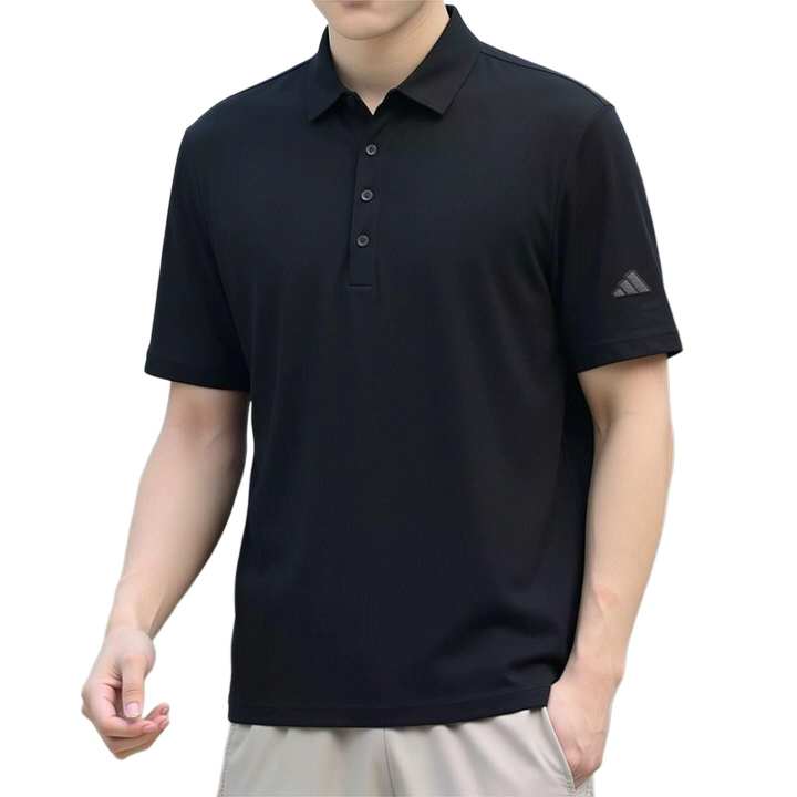 Adidas Adidas Polo Shirts Men's Black Lapel Moderate