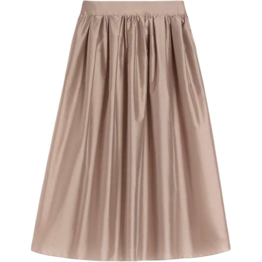 'S MAX MARA Casual Long Skirts Women's Gray Pink Moderate Long Skirt Pleated Skirt
