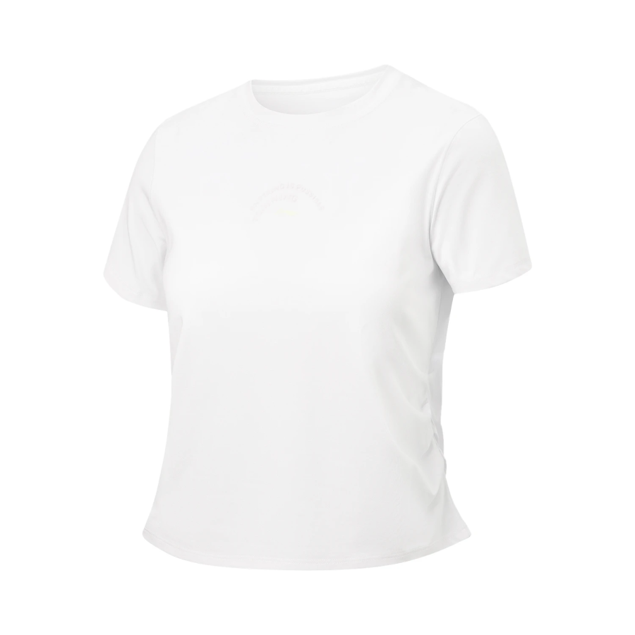 Li-Ning Li Ning Fitness Series T Shirts Women's White Crew Neck Moderate Straight Fit