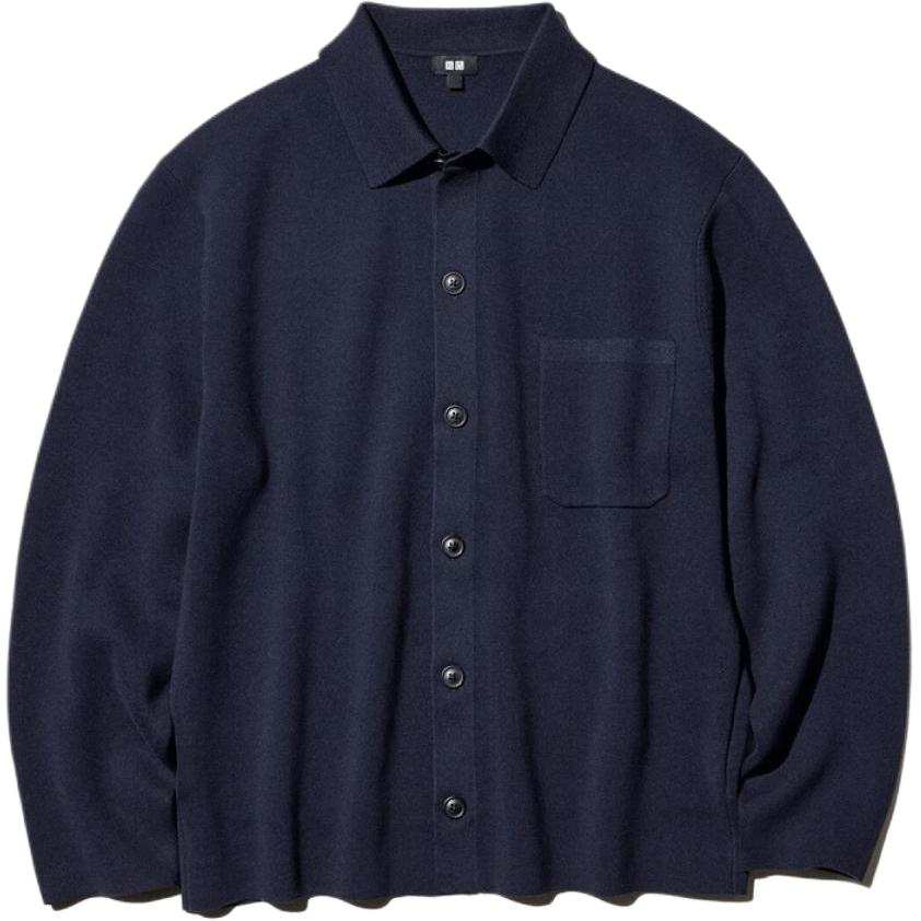 UNIQLO SS26 Knitwear Men's Navy Blue Lapel Moderate