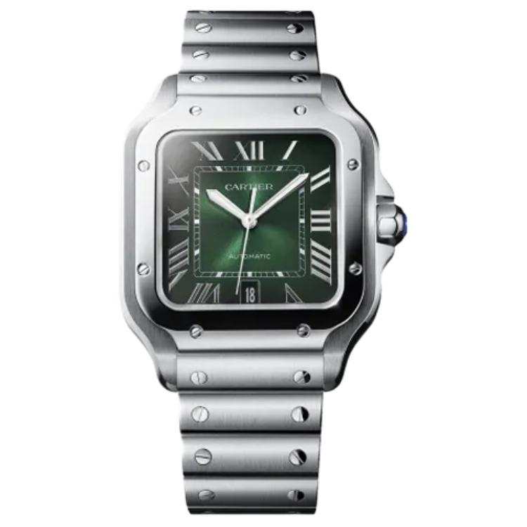 CARTIER SANTOS DE Automatic Mechanical Movement 100m Waterproof Men's Watches Watch 39.8mm Green Dial