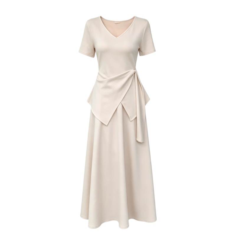 CPAURA Two Piece Skirt Sets Women's V Neck Moderate Long Skirt