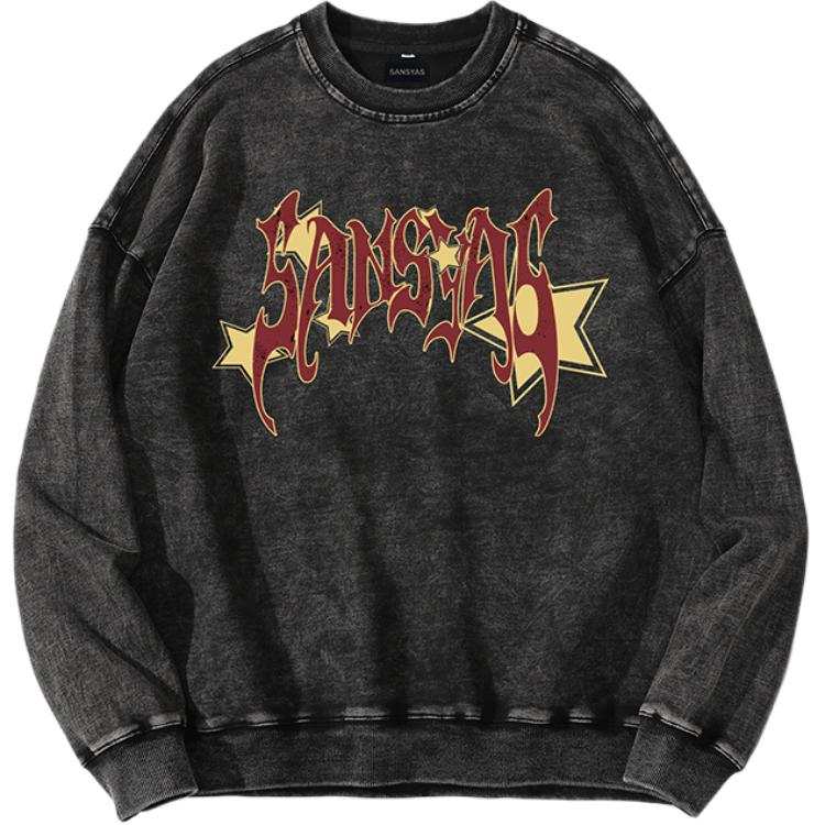 SANSYAS T Shirts Men's Black Crew Neck Moderate Other
