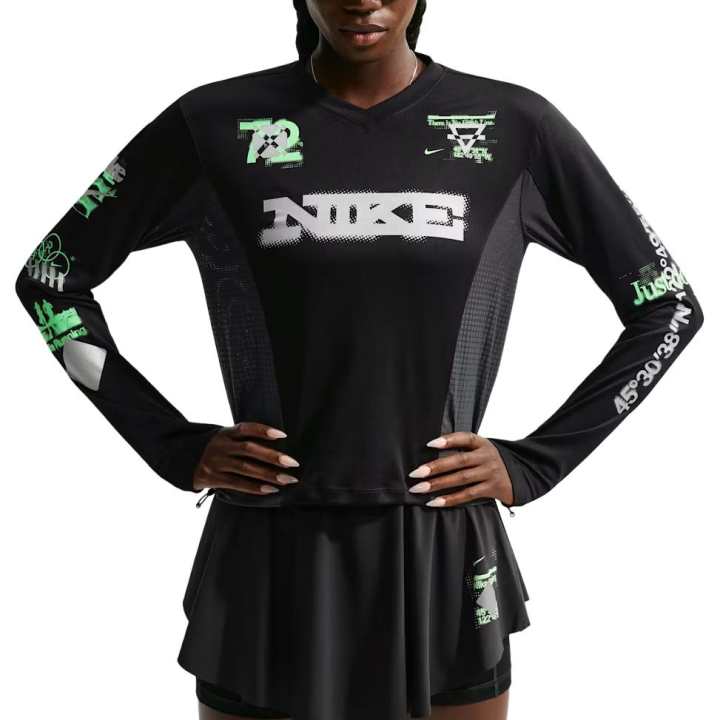 Nike Nike Running T Shirts Women's Black/Iron Gray/Phantom Multicolor Green V Neck Moderate Other