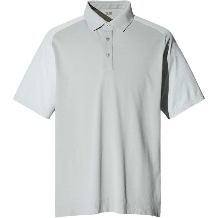 UNIQLO Polo Shirts Men's Gray Polo Collar Moderate Straight Fit
